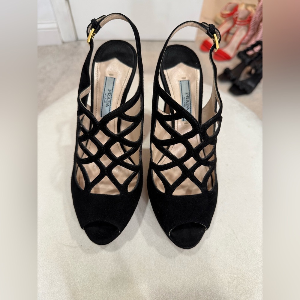Prada Black Cutout Heels